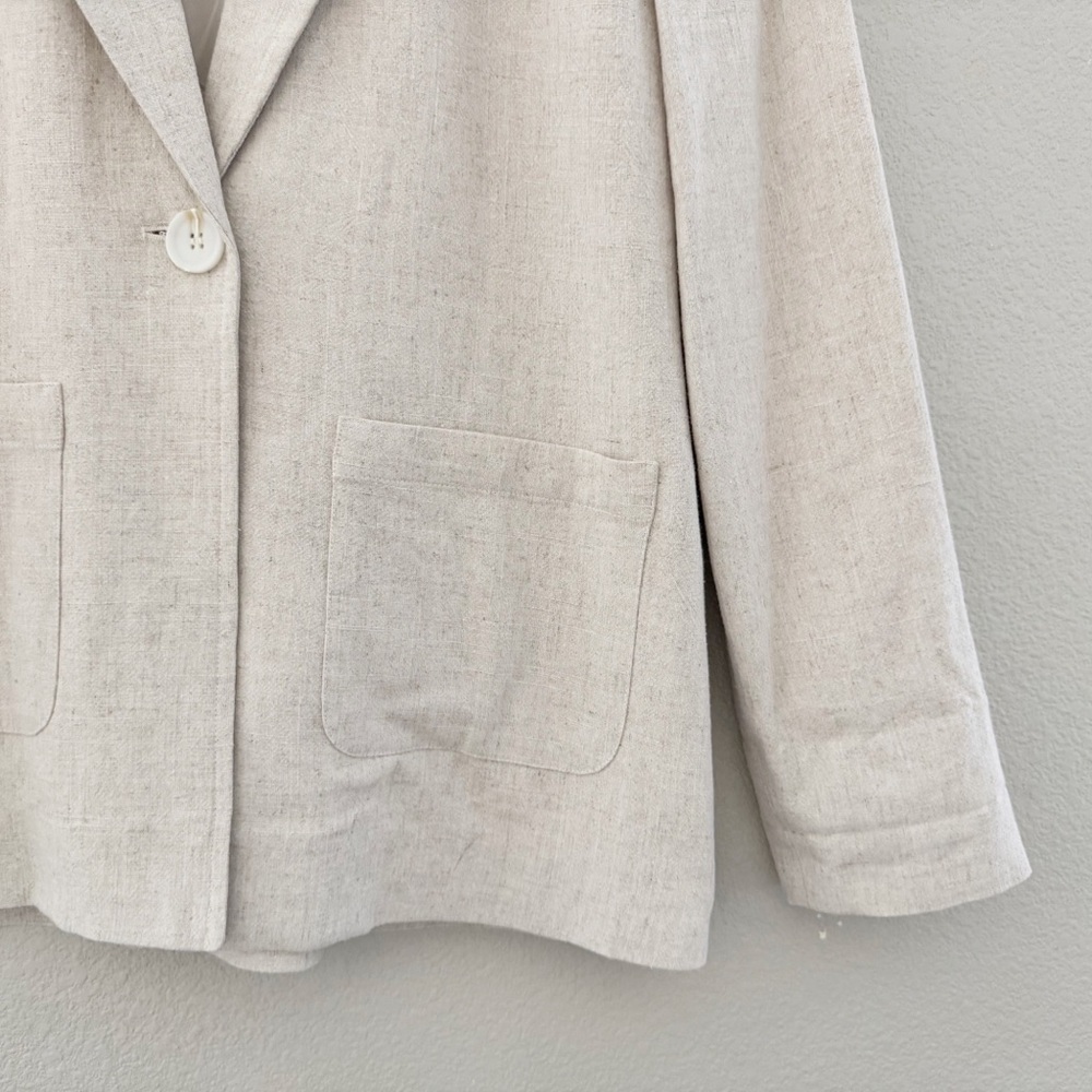 Z Supply Chateau Linen Blazer Med Beige Marled Textured Minimalist Classic Chic - Picture 9 of 14